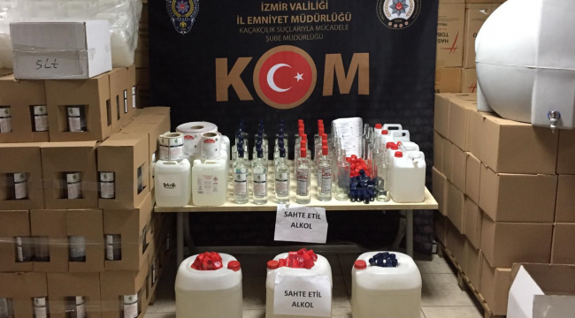7 Kişi gözaltında:'İzmir polisinden sahte alkol imalathanesine baskın'