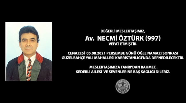 İzmir Barosu'ndan bir ölüm haberi daha