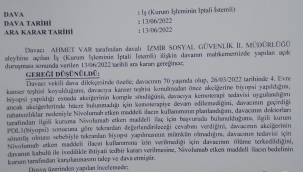 İŞTE EMSAL KARAR:İZMİR İŞ MAHKEMESİ BİNLERCE KANSER HASTASININ KULLANDIĞI O İLAÇ İÇİN DAVA AÇILDIĞI GÜN KARAR VERDİ'