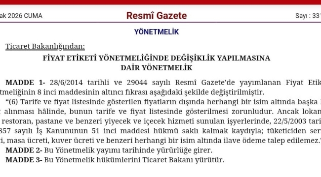 Restoran ve Kafelerde Alınan 'Gizli' Ücrete Yasak Geldi